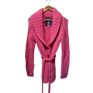 Victoria’s Secret PINK Wool Cable Knit Belted Cardigan Size S